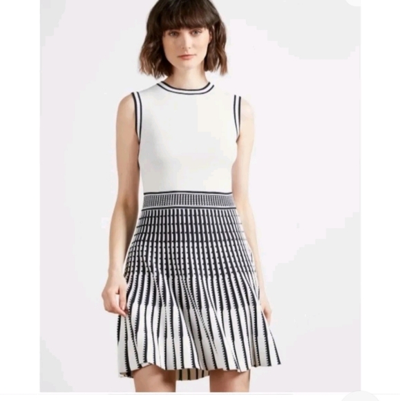 NWTCTed Baker US 16 white black cocktail STREACH Dress - Picture 9 of 15